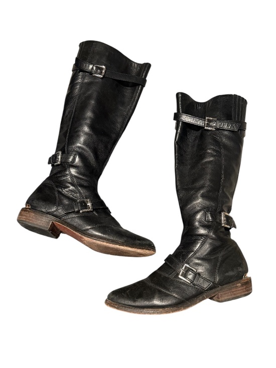 Coach Shoes - COACH black leather knee-high boots with buckle details - size 6